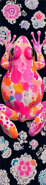 Free printable frog bookmark featuring pink frog with black background